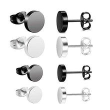 Load image into Gallery viewer, Tiny Dot Stud Earrings Disc Stainless Steel Earings Everyday Wear Silver and Black
