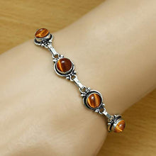 Load image into Gallery viewer, Tiger Eye Bracelet 925 Silver Overlay Handmade Boho Style Jewelry

