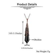 Load image into Gallery viewer, JOVIVI Natural Black Obsidian Crystal Necklace 12 Facted Therapy Healing Dowsing Divination Pendulum Pendant Reiki Charged Chakra Balancing
