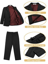 Load image into Gallery viewer, Boyoo Boy's 4 Pieces Formal Suit Set Slim Fit Blazers Outfit with Jacket, Vest, Dress Pants and Tie for Kids Size 5-14 Years Black
