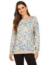 Load image into Gallery viewer, FINEJO Women's Long Sleeve Top Casual Floral Print Pullover Tops L
