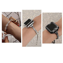 Load image into Gallery viewer, Secbolt Bling Bands Compatible with Apple Watch Band Series 7 41mm with Case, Women Dressy Metal Bracelet with Rhinestone Bumper for iWatch 7, Rose Gold
