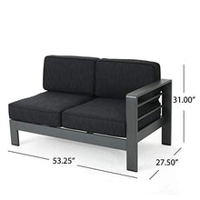 Load image into Gallery viewer, Christopher Knight Home Cape Coral Outdoor Aluminum V-Shaped Sectional Sofa with Water Resistant Cushions, 4-Pcs Set, Grey / Dark Grey
