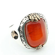 Load image into Gallery viewer, KAR 925K Stamped Sterling Silver Agate (Aqeeq) Men's Ring K41B (9.75)
