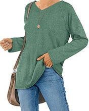 Load image into Gallery viewer, Long Sleeve Tops Womens Green V Neck Sweatshirts Winter Clothes S
