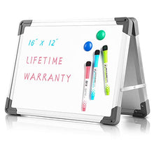 Load image into Gallery viewer, Small Dry Erase White Board – Mini Magnetic Desktop Foldable Whiteboard Easel for Kids Education with Three Pens, Two Magnets – TSJ OFFICE
