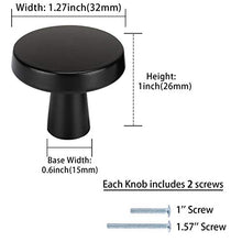 Load image into Gallery viewer, goldenwarm 15 Pack Black Cabinet Knobs Round Kitchen Cabinet Hardware - LS5310BK Mushroom Bathroom Cabinet Knobs Heavy Cabinet Door Knobs Samll Cabinet knobs, 1.27 Inch Diameter
