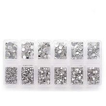 Load image into Gallery viewer, Zealer 1800pcs Clear Crystal Nail Art Rhinestones Round Beads Top Grade Flatback Glass Charms Gems Stones for Nails Decoration Crafts Eye Makeup Clothes Shoes 300pcs Each (Mix SS3 6 10 12 16 20)
