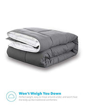 Load image into Gallery viewer, Equinox All-Season Charcoal Grey/White Quilted Comforter - Goose Down Alternative - Reversible Duvet Insert Set - Machine Washable - Plush Microfiber Fill (350 GSM) (Queen 88 x 88 Inches)
