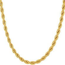Load image into Gallery viewer, Lifetime Jewelry 5mm Rope Chain Necklace 24k Real Gold Plated for Men Women Teen (Gold, 18)

