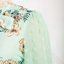 Load image into Gallery viewer, Kate Kasin Women Long Sleeve Sheer Blouse Womens Chiffon Floral Printed Blouse Elegant Green L
