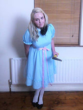 Load image into Gallery viewer, ROLECOS The Grady Twins Costume Blue Creepy Sister Scary Doll Lolita Dress Halloween Party XXL BlueA
