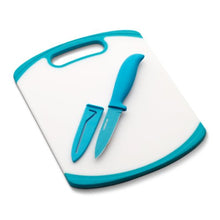 Load image into Gallery viewer, Farberware Paring Knife and Cutting Board Set, White/Blue -
