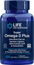 Load image into Gallery viewer, Life Extension Super Omega-3 Plus EPA/DHA Fish Oil, Sesame Lignans, Olive Extract, Krill &amp; Astaxanthin - Heart, Brain &amp; Joint Health Support - Gluten-Free, Non-GMO - 120 Softgels
