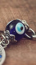 Load image into Gallery viewer, Evil Eye Silver Hamsa Keychain Hand Fatima Protection Charm Key holder Good Luck Keychain - Amulet
