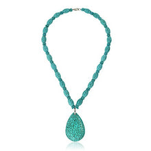 Load image into Gallery viewer, Gem Stone King 22 Inch Blue Simulated Turquoise Howlite Necklace with Drop Shape Pendant and Earring Set
