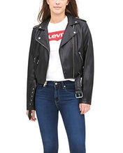 Load image into Gallery viewer, Levi's Women Faux Leather Belted Motorcycle Jacket (Standard and Plus Sizes), Black, Small
