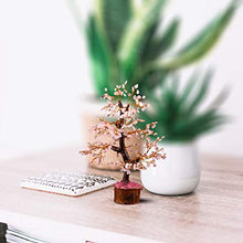 Load image into Gallery viewer, YATHABI Rose Quartz Golden Wire Handmade Gemstone Tree Feng Shui Bonsai for Attracting Positive Energies Crystal Healing Chakra Cleansing &amp; Home Decor Size :- 10-12 Inch Approx
