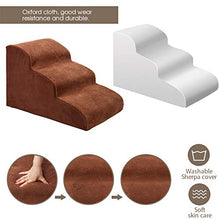 Load image into Gallery viewer, Topmart 3 Tiers Foam Dog Ramps/Steps,Non-Slip Dog Steps,Extra Wide Deep Dog Stairs,High Density Foam Pet Stairs/Ladder,Best for Older Dogs,Cats,Small Pets,with 1 Dog Rope Toy,Color Brown
