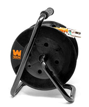 Load image into Gallery viewer, WEN PC5043R 50 ft. 14-Gauge Heavy-Duty SJTW Outdoor 14/3 Extension Cord Reel with NEMA 5-15R Light-Up Power Outlet,Black
