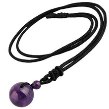 Load image into Gallery viewer, TUMBEELLUWA Amethyst Stone Bead Pendant Necklace Amulet Reiki Healing Crystal with Nylon Cord Handmade Jewelry for Women
