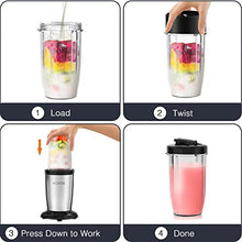 Load image into Gallery viewer, KOIOS 850W Personal Blender for Shakes and Smoothies, 11 Pieces Bullet Single Smoothie Blender for Kitchen, Small Protable Mixer with 2x17 Oz and 10 Oz Travel Bottles, 2 Spout Lids, BPA Free (Black)
