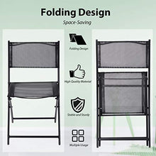 Load image into Gallery viewer, Giantex 3 Pcs Bistro Set Garden Backyard Round Table Folding Chairs, with Rust-Proof Steel Frames &amp; Reinforced Glass Design Outdoor Patio Furniture, Black
