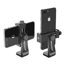Load image into Gallery viewer, Neewer Smartphone Holder Vertical Bracket with 1/4-inch Tripod Mount - Phone Clip Tripod Adapter for iPhone X 8 7 Plus 7 6 Plus, Samsung S8 S7 S6 and Other Phones Within 1.9-3.9 inches Width (Black)
