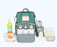 Load image into Gallery viewer, Sussex labels 3in1 large convertible,multipurpose diaper bag.Travel bag for infant and toddlers with BASSINET,CHANGING PAD waterproof spacious Mommy diaper bag pack PLUS A TOY ARCH. (Green)
