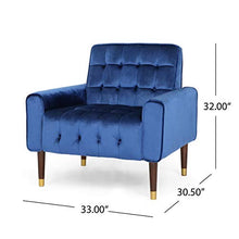 Load image into Gallery viewer, Christopher Knight Home Betsy Velvet Armchair, Modern Glam, Button-Tufted, Waffle Stitching, Navy Blue
