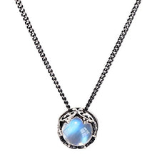 Load image into Gallery viewer, Luna Azure Vintage Style Sterling Silver 925 Moonstone Crown Pendant Necklace 18" Women girls Christmas gift present Jewelry

