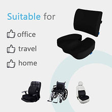 Load image into Gallery viewer, Coccyx Seat Cushion &amp; Lumbar Support Pillow for Office Chair, Car, Wheelchair Memory Foam Chair Cushion for Sciatica, Lower Back &amp; Tailbone Pain Relief Desk Pad with Adjustable Strap 3D Washable Cover
