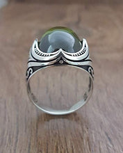 Load image into Gallery viewer, Handmade 925K Sterling Silver Mens Ring With Cubic Zircon Peridot color Stone

