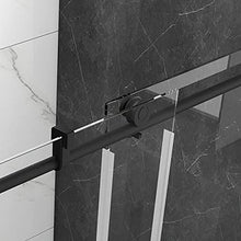 Load image into Gallery viewer, FEKEWIO Soft Close Single Sliding Shower Door, 56-60" x 76" Inch Frameless Walk-in Bathroom Shower Doors, Clear Tempered Glass 3/8" Shower Enclosure SS09 (Matte Black)
