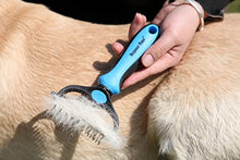 Load image into Gallery viewer, Maxpower Planet Pet Grooming Brush - Double Sided Shedding and Dematting Undercoat Rake Comb for Dogs and Cats,Extra Wide,Blue
