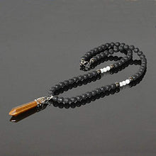 Load image into Gallery viewer, Beaded Necklace for Men June Birthstone Jewelry Natural Stone Moonstone Black Lava Hematite Tigers Eye
