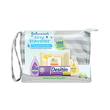 Load image into Gallery viewer, Johnson's Tiny Traveler Baby Gift Set, Baby Bath and Skin Care Essential Products, TSA-Compliant Travel Baby Gift Set, Hypoallergenic &amp; Paraben-Free, 5 Items
