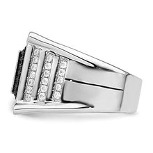 Load image into Gallery viewer, 925 Sterling Silver Cubic Zirconia Cz Black White Mens Band Ring Size 9.00 Man Fine Jewelry For Dad Mens Gifts For Him
