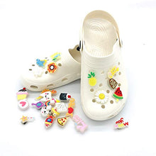 Load image into Gallery viewer, FOOIND 45PCS Shoe Charms Glow in the Dark &amp; 1 Wristbands ,Food Pattern Shoe Charms for Croc Clog Shoes Bands Bracelet Wristband Party, Dinosaur Pattern Shoe Charms for Teens Children Birthday Gifts
