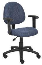 Load image into Gallery viewer, Boss Office Products Perfect Posture Delux Fabric Task Chair with Adjustable Arms in Blue
