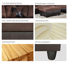 Load image into Gallery viewer, Ainehome 3 PCS Living Room Set, Sectional Sofa Set, Sectional Sofa in Home, with Storage Ottoman and Matching Pillows (Left Hand Facing, Chocolate)
