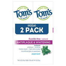 Load image into Gallery viewer, Tom's of Maine Fluoride-Free Antiplaque &amp; Whitening Natural Toothpaste, Peppermint, 5.5 oz. 2-Pack
