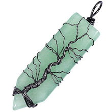 Load image into Gallery viewer, Nupuyai Tree of Life Wire Wrapped Crystal Point Stone Pendant Necklace for Women Men, Green Aventurine
