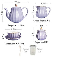 Load image into Gallery viewer, Sweejar hualisi Porcelain Sets British Royal Series, 8 OZ Cups&amp; Saucer Service for 6, with Teapot Sugar Bowl Cream Pitcher Teaspoons Strainer for Tea/Coff, 22 Piece

