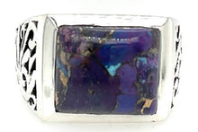 Load image into Gallery viewer, Gorgeous Purple Copper Turquoise 925 Sterling Silver Men's Ring Size 8.75, 9, 9.75, 10, 10.75, 11, 11.25, 11.75, 12, 12.25, 12.75, 13, 13.25, 13.75, 14
