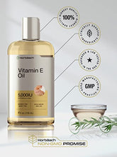 Load image into Gallery viewer, Natural Vitamin E Oil | 5000 IU | 8 oz (2 x 4oz) Value Pack | For Skin, Hair &amp; Face | Vegetarian, Non-GMO, and Gluten Free Formula | By Horbaach
