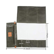 Load image into Gallery viewer, SmarTopus Chef Knife Roll Bag - Handmade Waxed Canvas and Leather Knife Bag Stores 10 Knives + Zipper Pocket and Shoulder Strap
