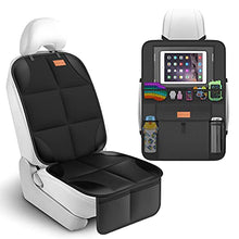 Load image into Gallery viewer, Smart eLf Car Seat Protector + Backseat Car Organizer Kick Mat, Large &amp; Waterproof 600D Fabric Child Auto CarSeat Protectors Saver for Baby Sit with Storage Pockets for Leather and Fabric Car Seat
