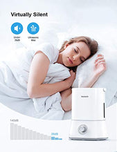 Load image into Gallery viewer, Homech Quiet Ultrasonic Humidifier,Cool Mist Humidifiers for Bedroom Home Baby (4L/1.06 Gallon) 12-60 Hours,Easy to Clean, 360° Nozzle,Waterless Tank Removal Auto Shut-Off (White)
