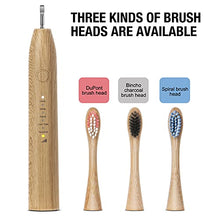 Load image into Gallery viewer, Electric Bamboo Toothbrush, Sonic Toothbrush IPX8 Waterproof, 2 Minute Timer, 3 Rechargeable and Replaceable Bamboo Toothbrush Head
